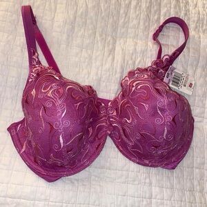 Elegant Pink Embroidered Bra